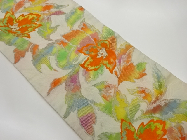 JAPANESE NAGOYA OBI / WOVEN FLORAL PLANTS